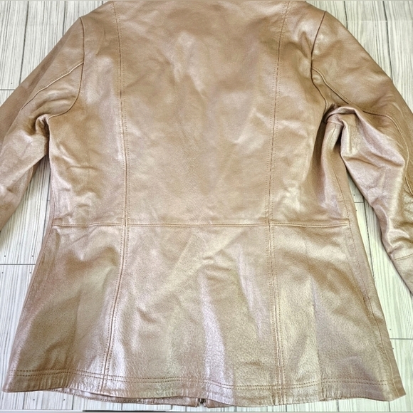 Chadwicks of Boston 90s Tailored Leather Moto Jacket in Blush Pearl Size 14 - Picture 12 of 13
